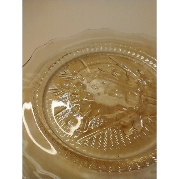 Amber Carnival Glass Jeannette Iris & Herringbone Plate 5 1/2” Marigold - Picture 10 of 10